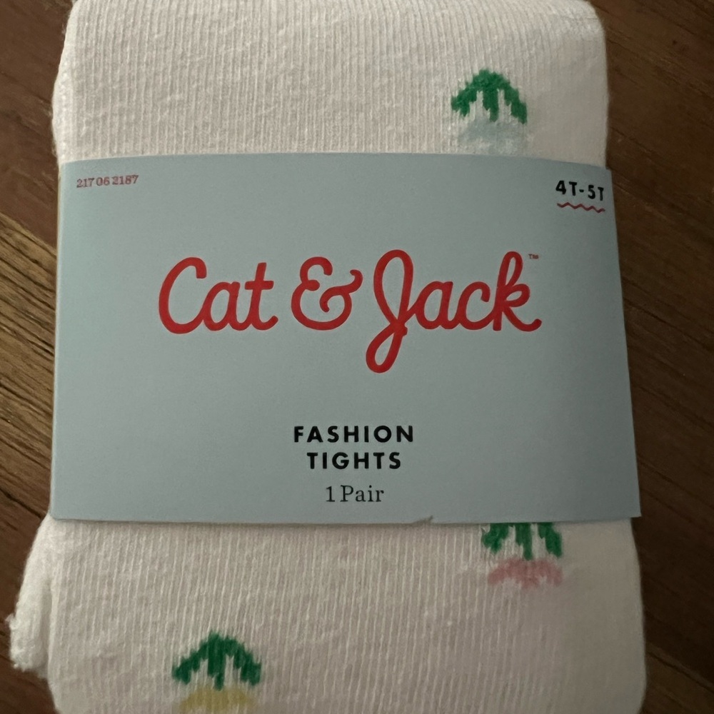 Cat & Jack Fashion Tights with Green and Pink Details